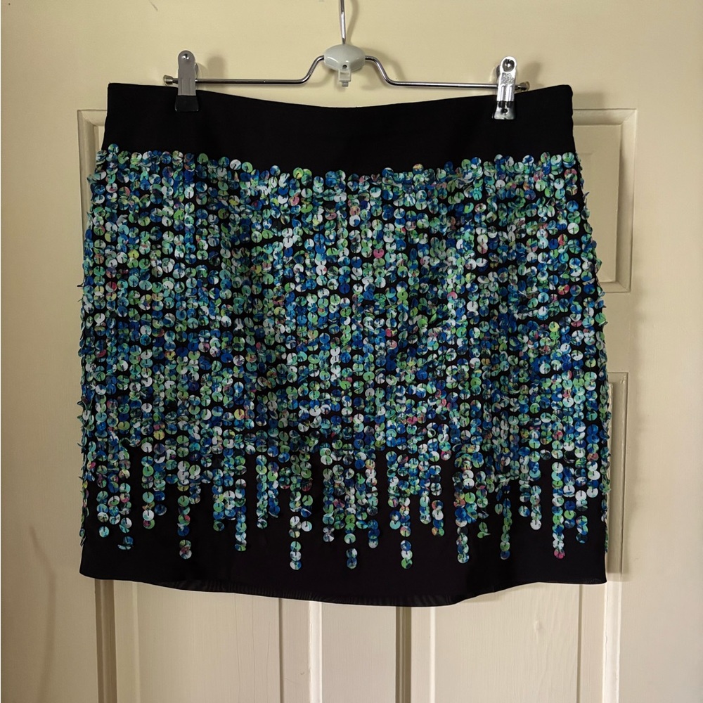 Ann Taylor Fabric Circle Sequence Stretch Short Pencil Skirt Womens (Size 14)